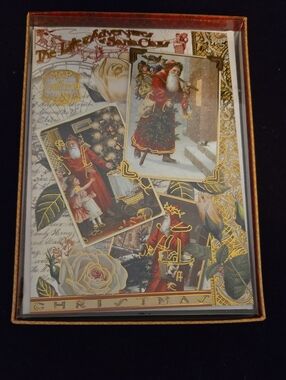 Punch Studio Red and Gold Embellished Holiday Card Set